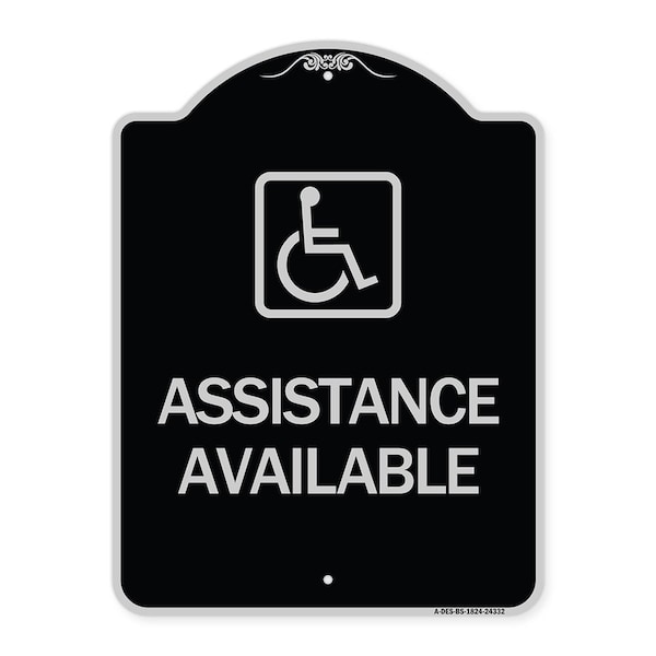 Assistance Available W/ HandicapHeavy-Gauge Aluminum Architectural Sign, 24" x 18", BS-1824-24332
